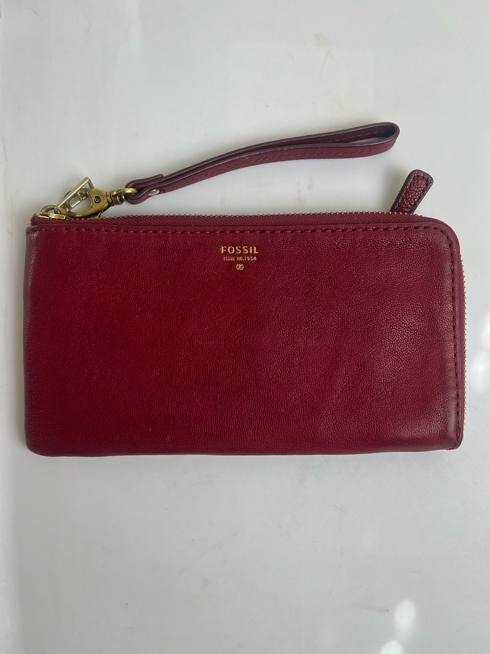 Fossil Red Leather Zip Wristlet